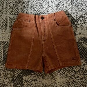 Wrangler x Billabong High Waist Corduroy Shorts - Rust